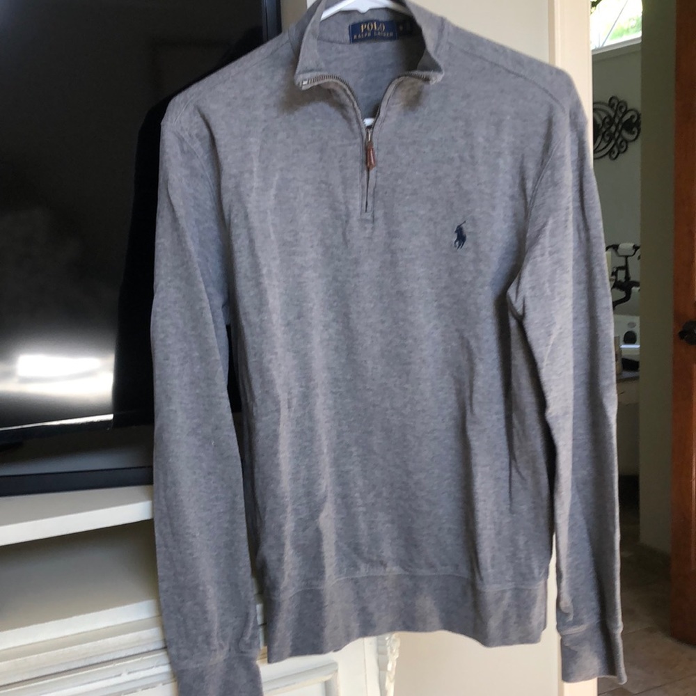 Grey 3/4 zip up Polo sweater.